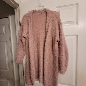 Women's Pink Open Sweater Cardigan- Large